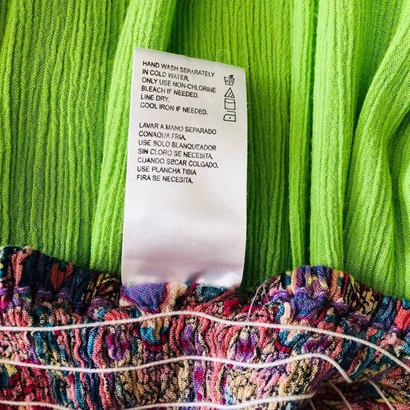 Vintage Bila Lime Green Purple Paisley Tropical Print Maxi Dress Size Large - Picture 10 of 10